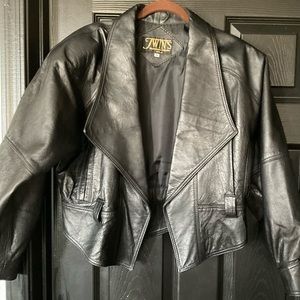 100% Ladies Black Leather Jacket (TWINS)
